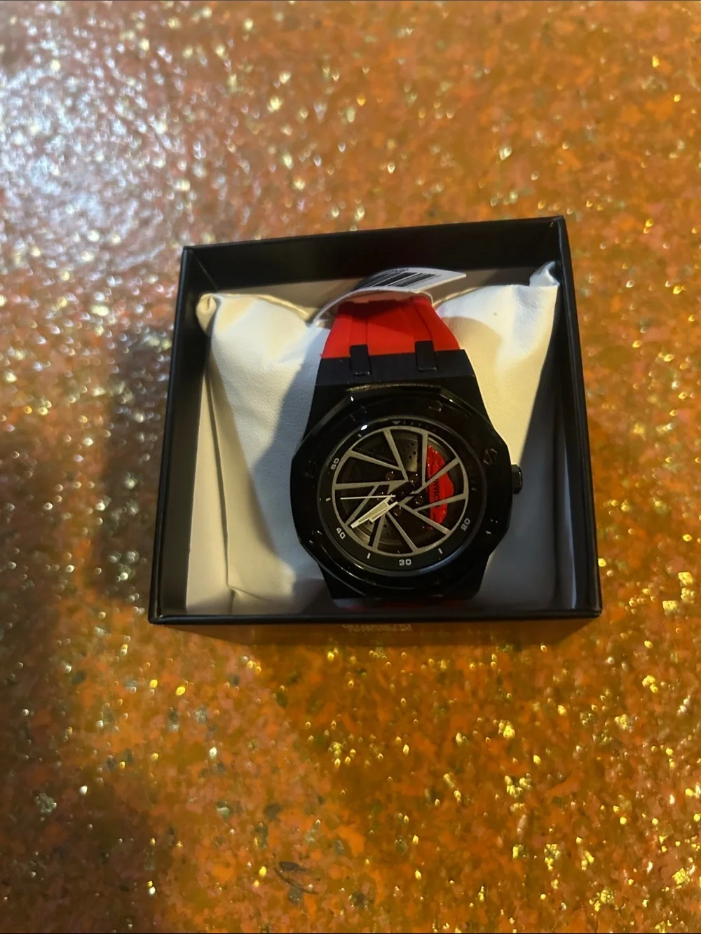 Invicta Black and Red Sport Watch with Geometric Dial